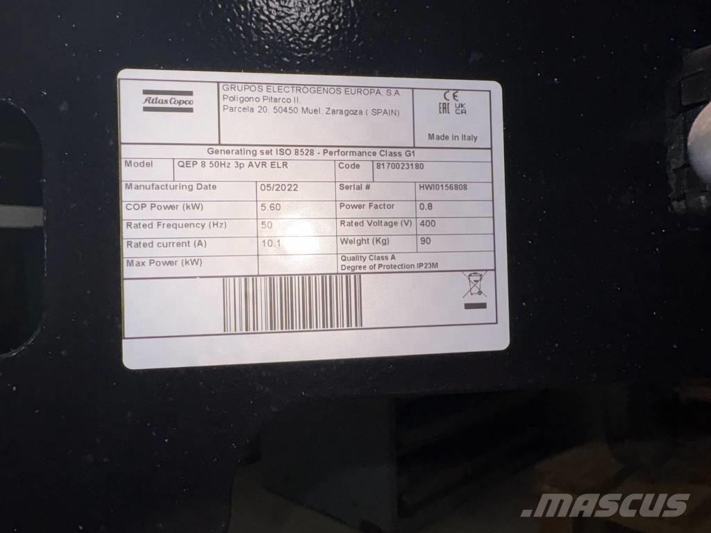 Atlas Copco QEP 8 Benzínové generátory