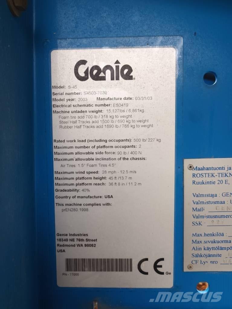 Genie S 45 RT Teleskopické plošiny