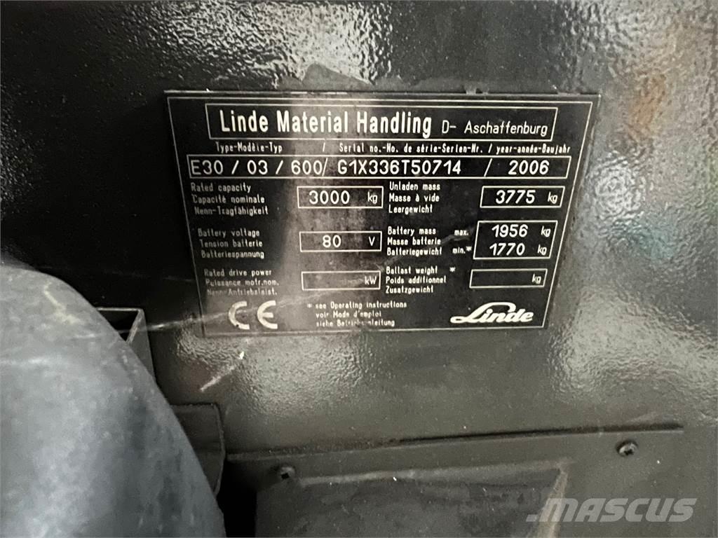 Linde E30 / 03 / 600 Akumulátorové vozíky