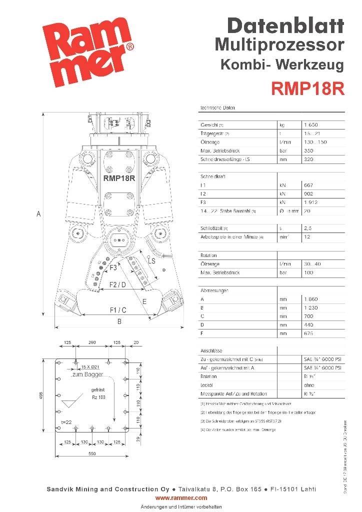 Rammer RMP18R Frézy, nožnice