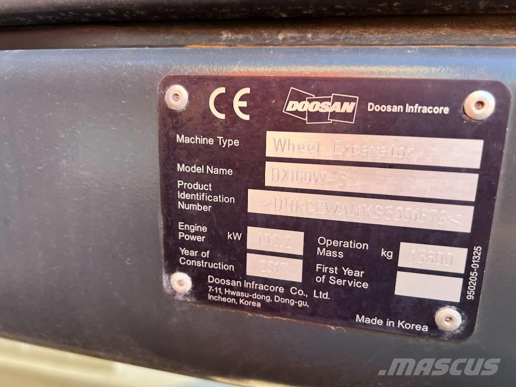 Doosan DX160W-5 Kolesové rýpadlá