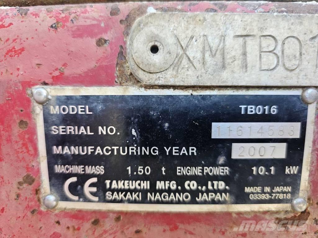 Takeuchi TB 016 Mini rýpadlá < 7t