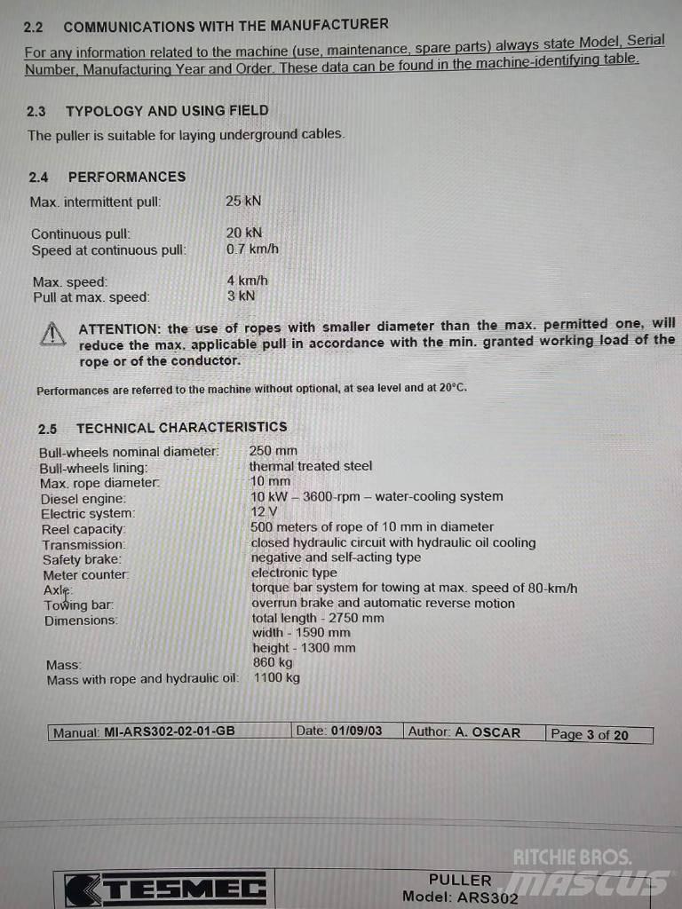 Tesmec ARS 302 Stavebníctvo - ostatné