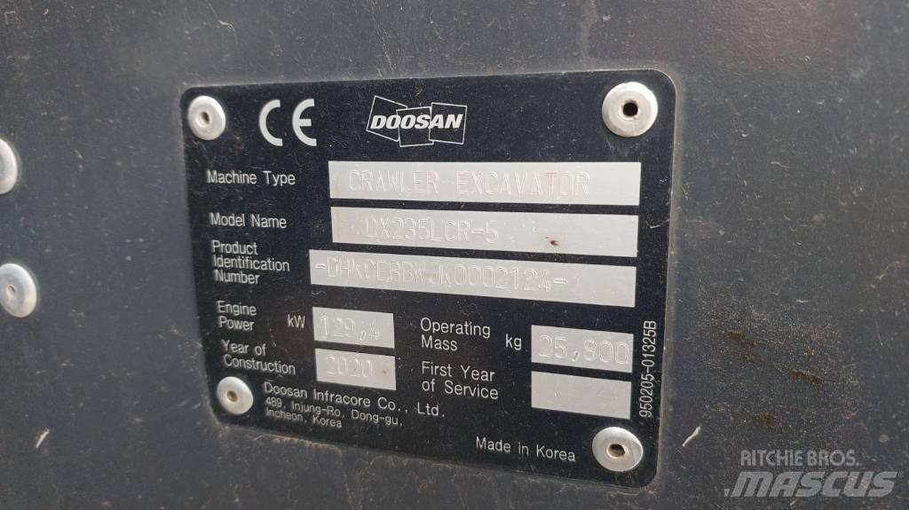 Doosan DX235LCR-5 Pásové rýpadlá
