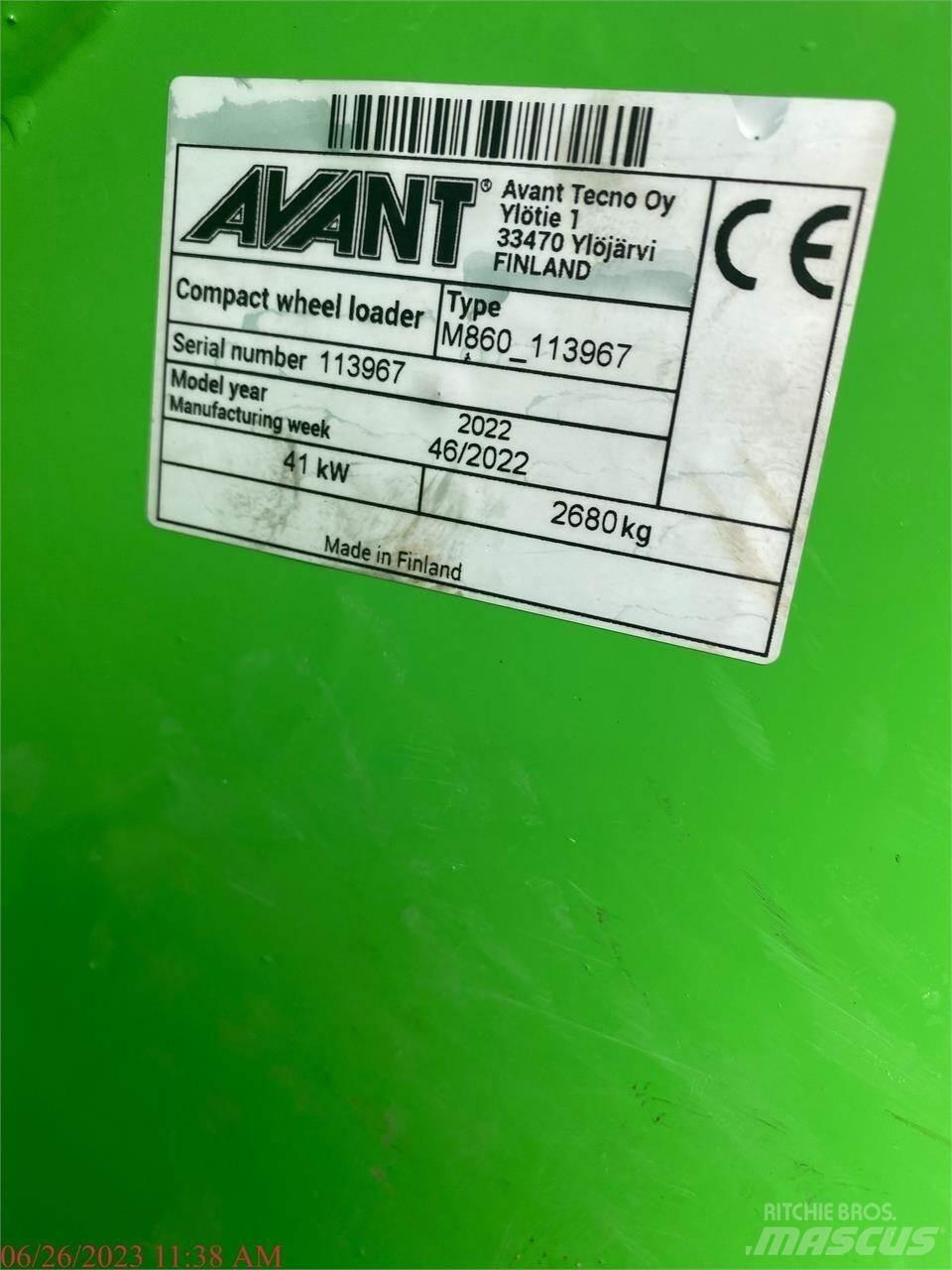 Avant 860I Kolesové nakladače
