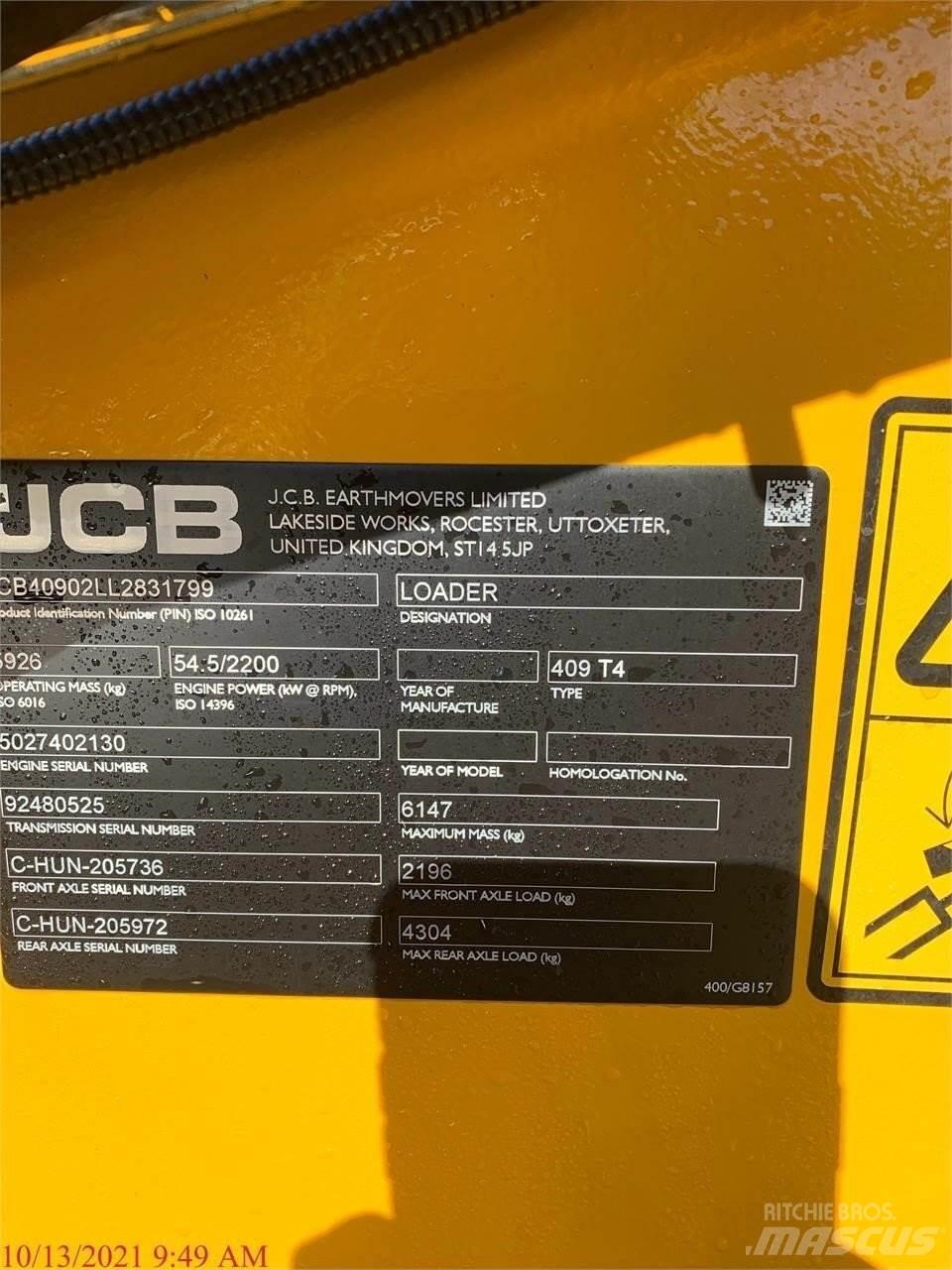 JCB 409 Kolesové nakladače