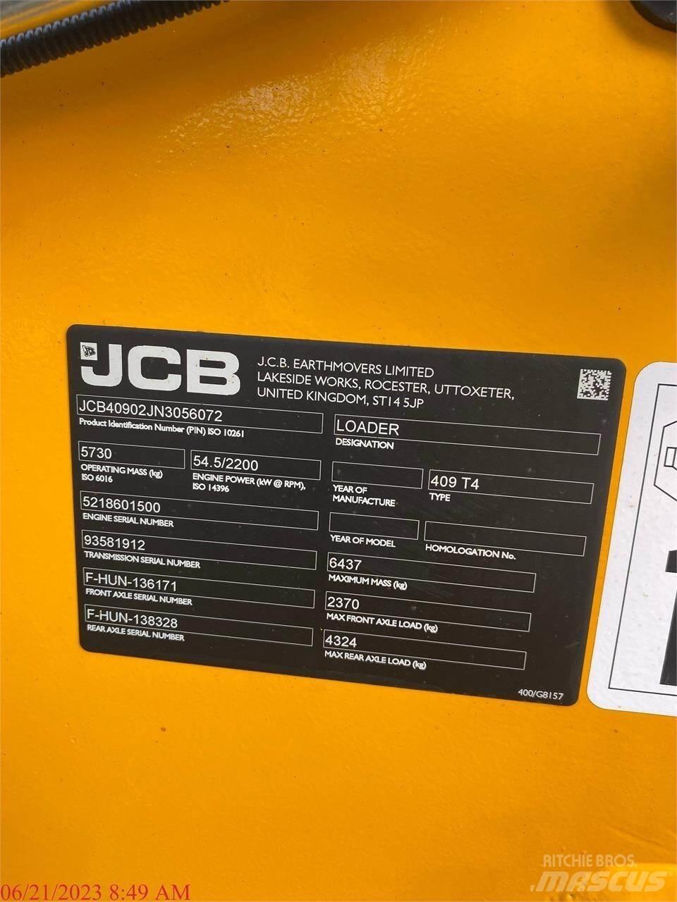 JCB 409 Kolesové nakladače