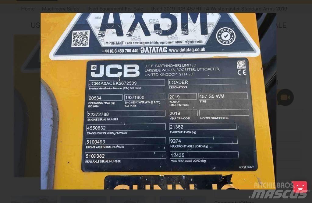 JCB 457 Kolesové nakladače