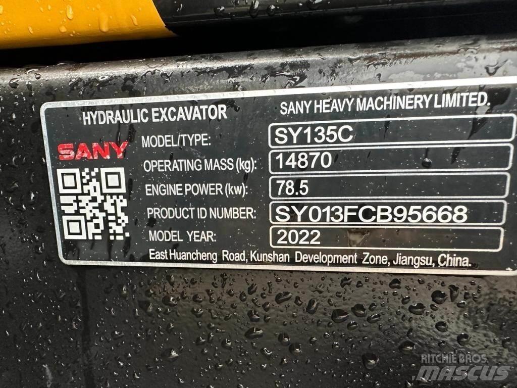 Sany SY135C Pásové rýpadlá