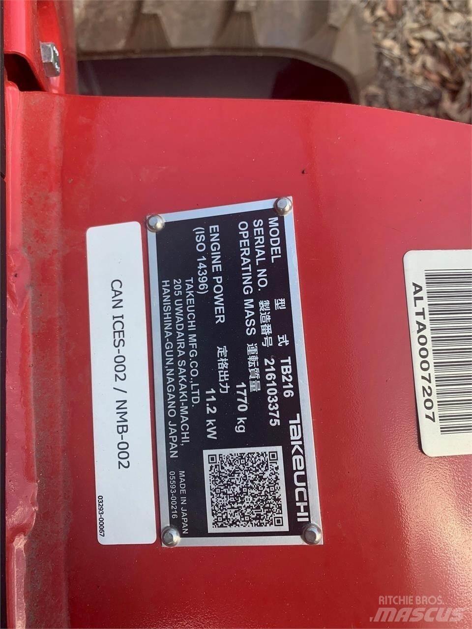 Takeuchi TB216 Mini rýpadlá < 7t