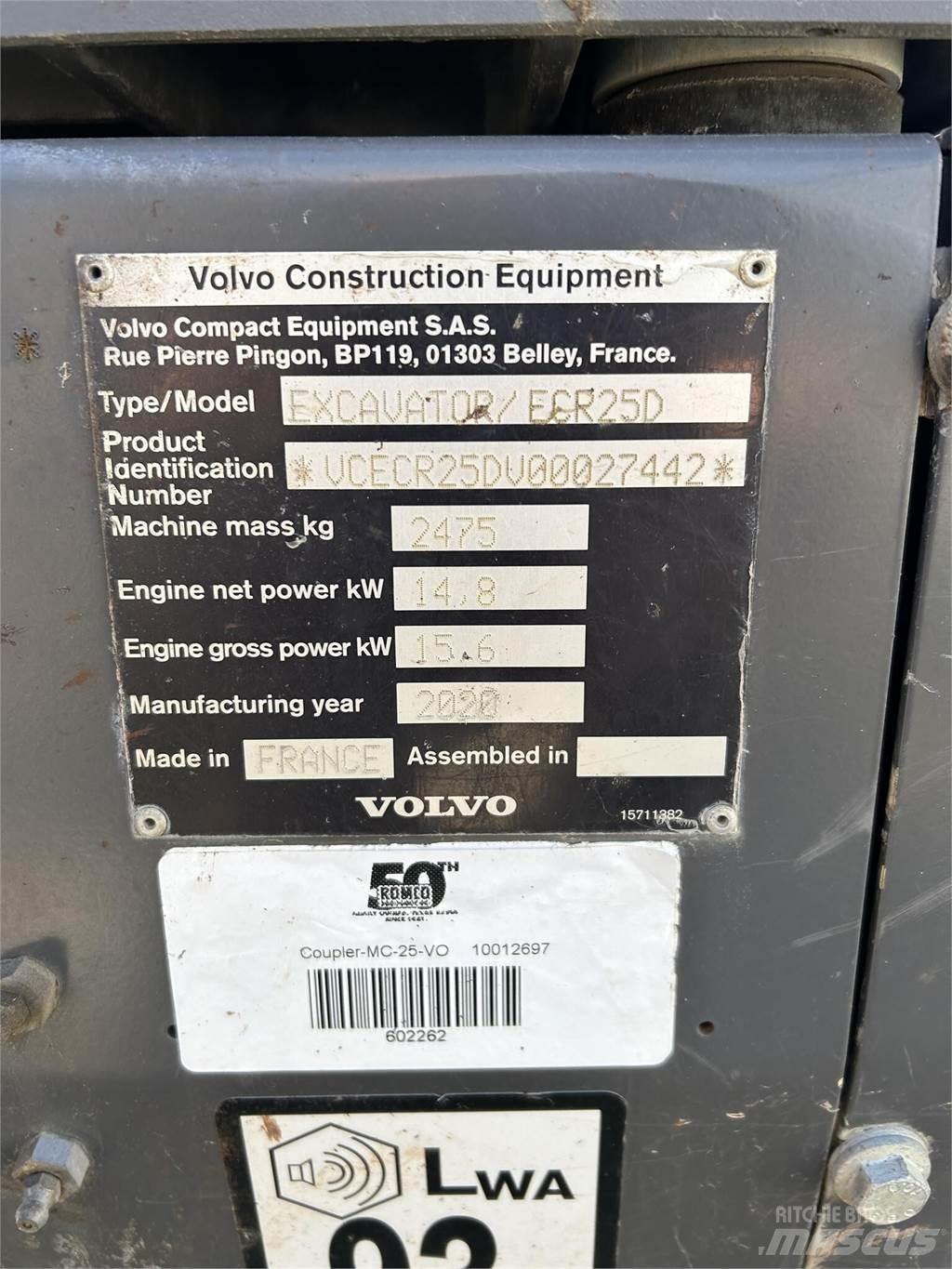 Volvo ECR25D Mini rýpadlá < 7t