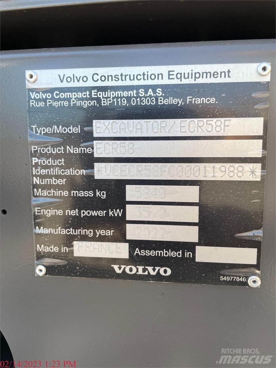 Volvo ECR58F Pásové rýpadlá