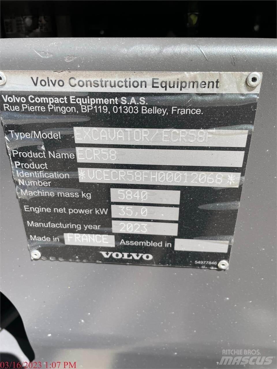 Volvo ECR58F Pásové rýpadlá