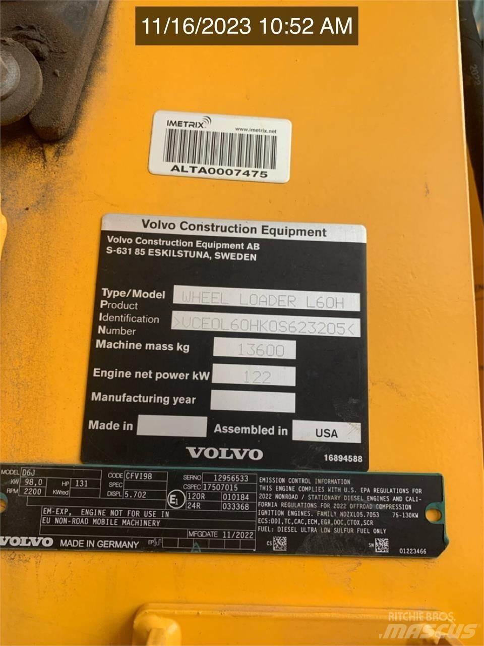 Volvo L60H Kolesové nakladače