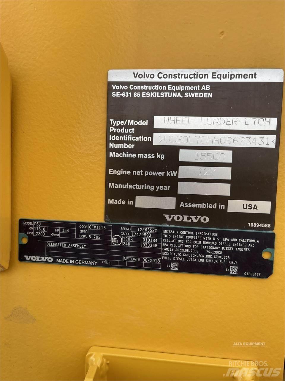 Volvo L70H Kolesové nakladače