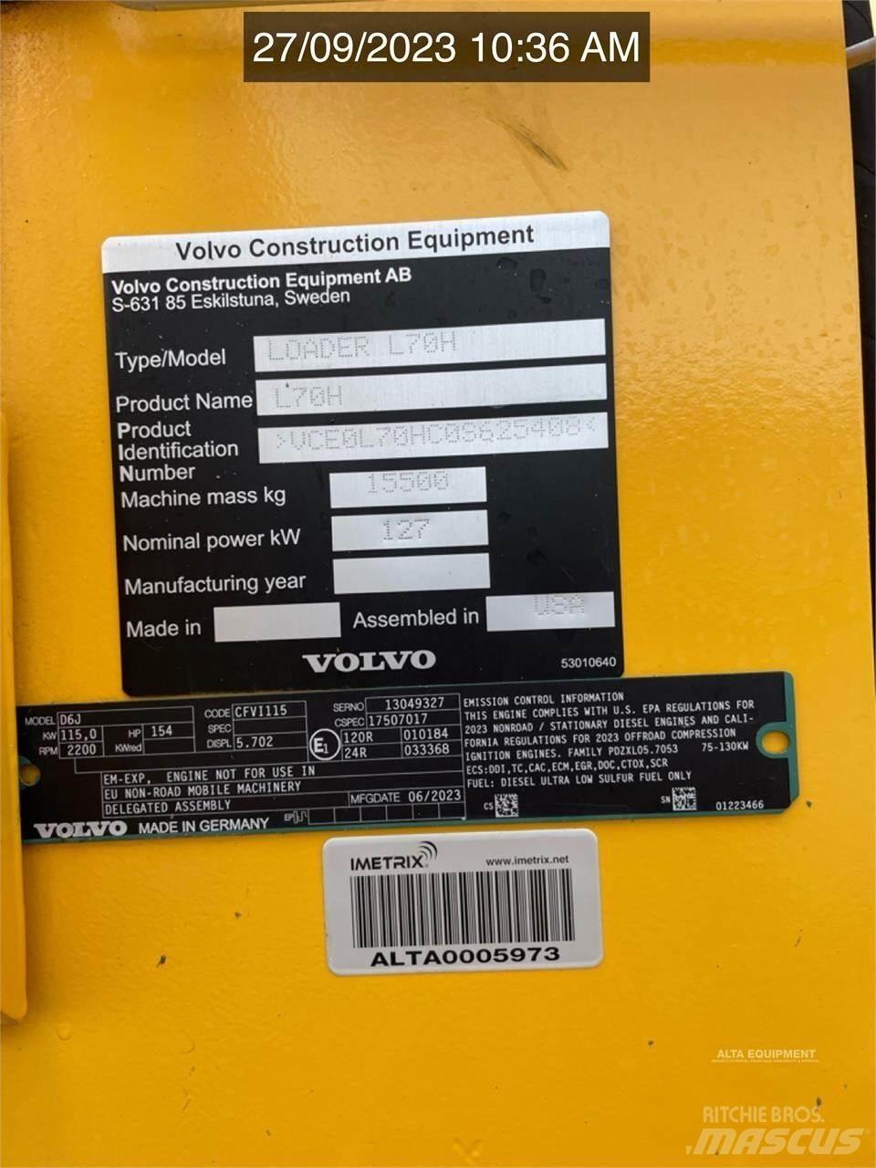 Volvo L70H Kolesové nakladače