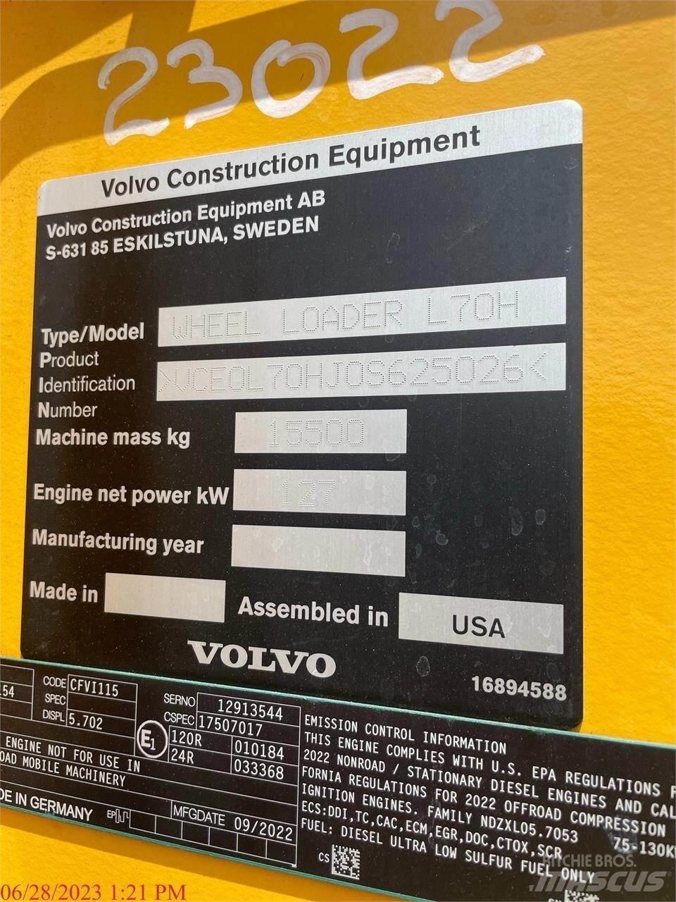 Volvo L70H Kolesové nakladače