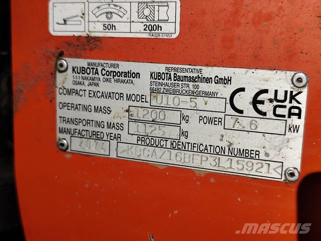 Kubota U 10-5 Mini rýpadlá < 7t