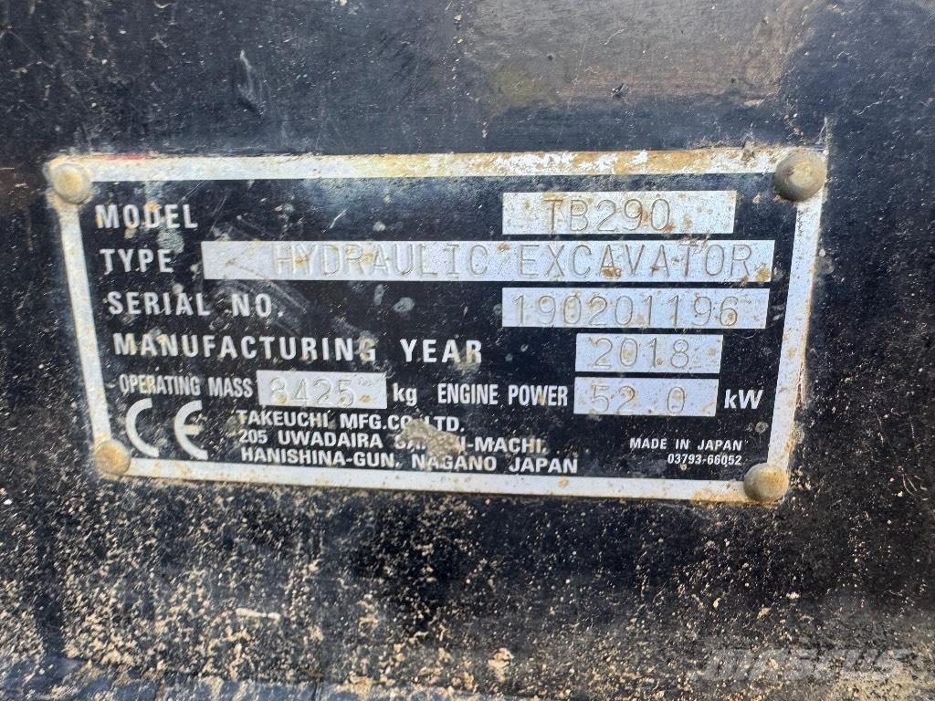 Takeuchi TB 290 Midi rýpadlá 7 t - 12 t