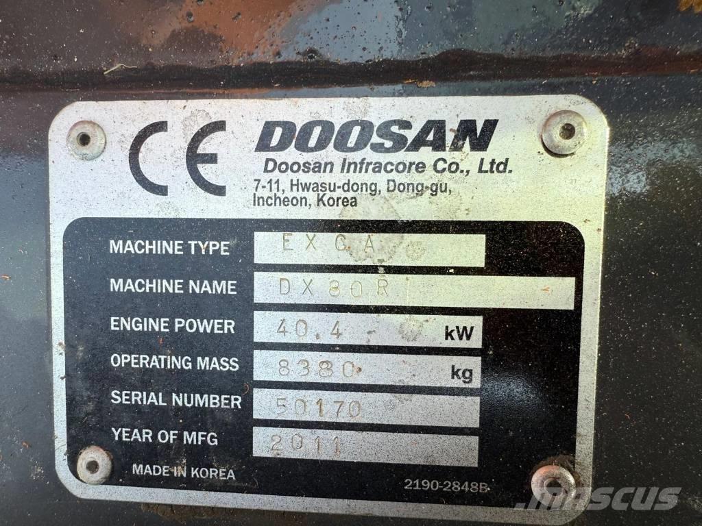 Doosan DX 80 R Midi rýpadlá 7 t - 12 t