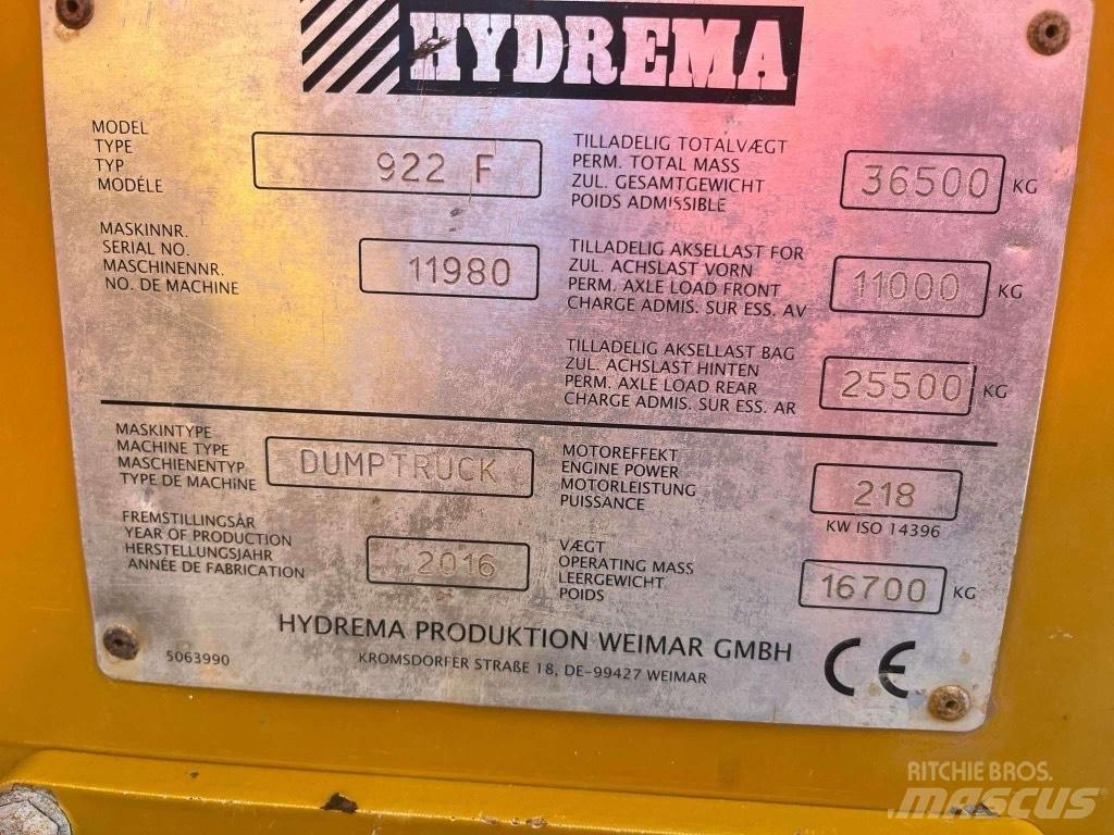 Hydrema 922 F Stavebné sklápače