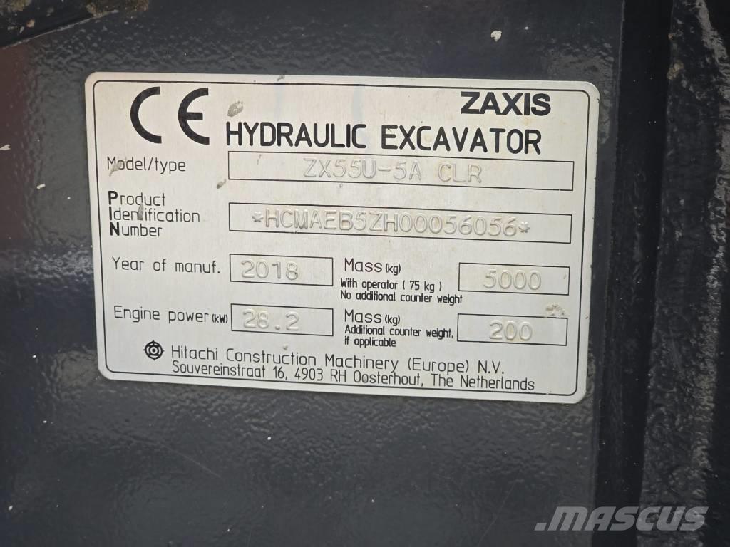 Hitachi ZX55U-5A CLR Mini rýpadlá < 7t