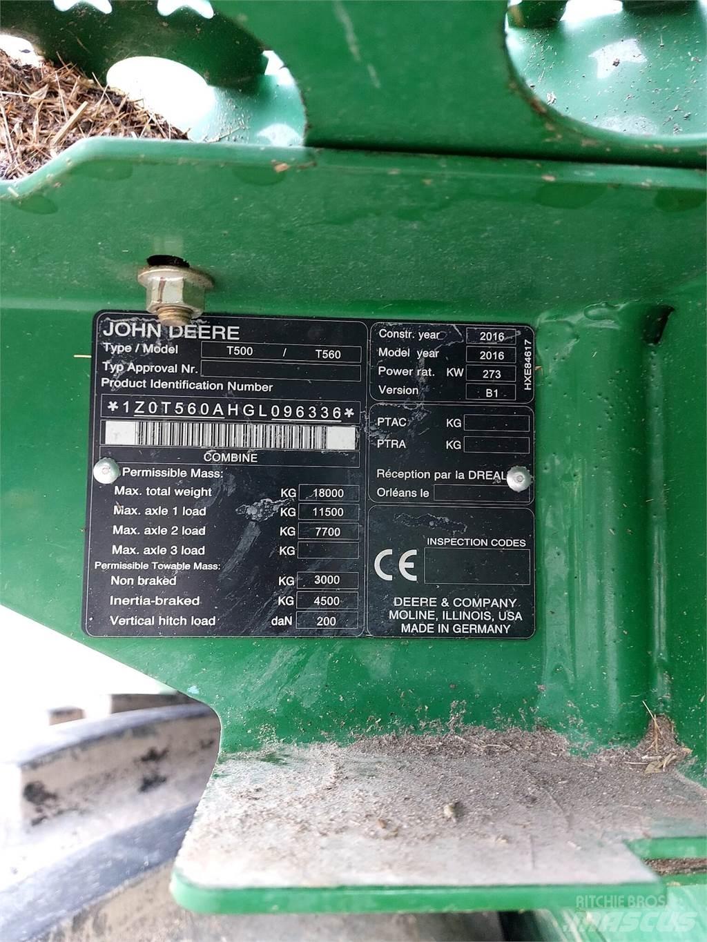 John Deere T560 Kombinované zberacie stroje