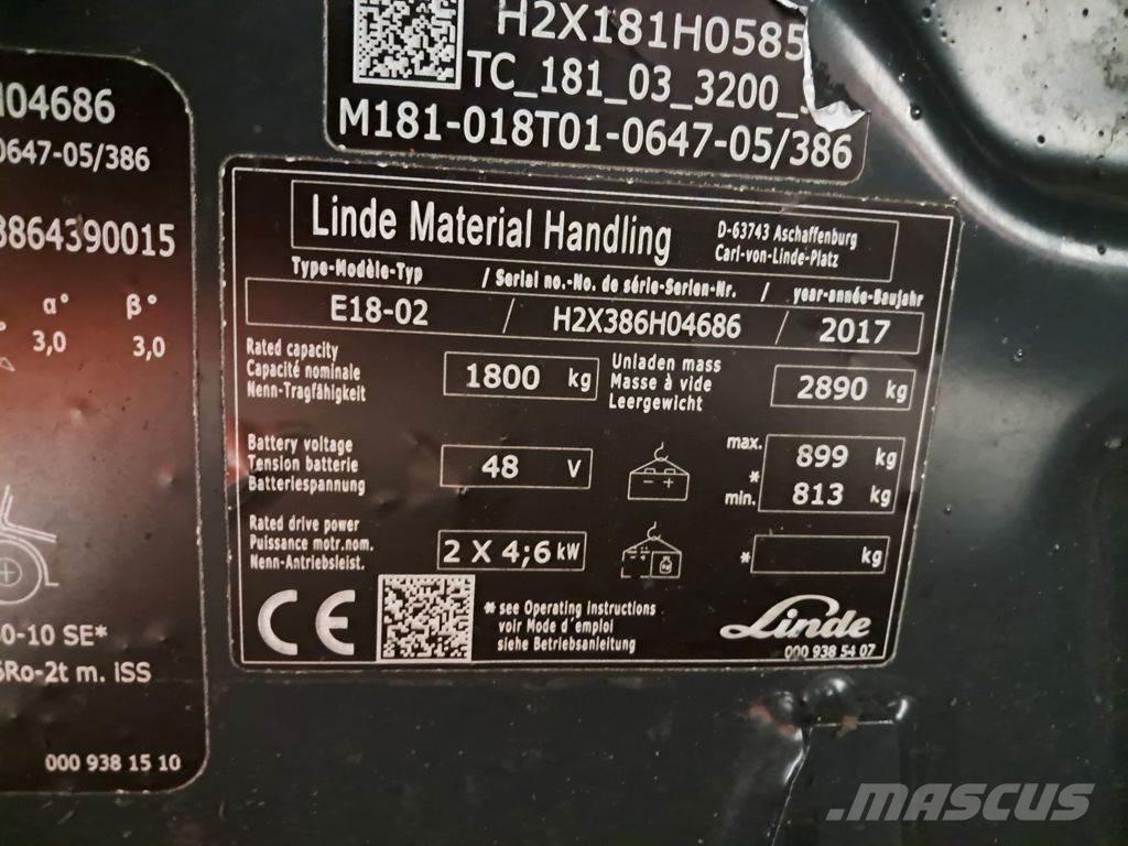 Linde E18-02 Akumulátorové vozíky