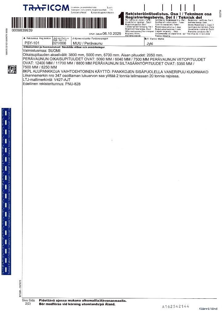 Jyki V427-AJT Prívesy na prepravu dreva