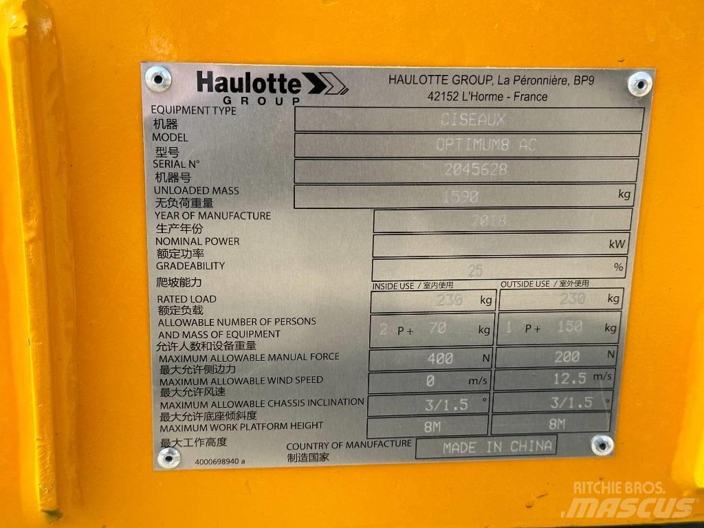 Haulotte OPTIMUM 8 Nožnicové zdvíhacie plošiny