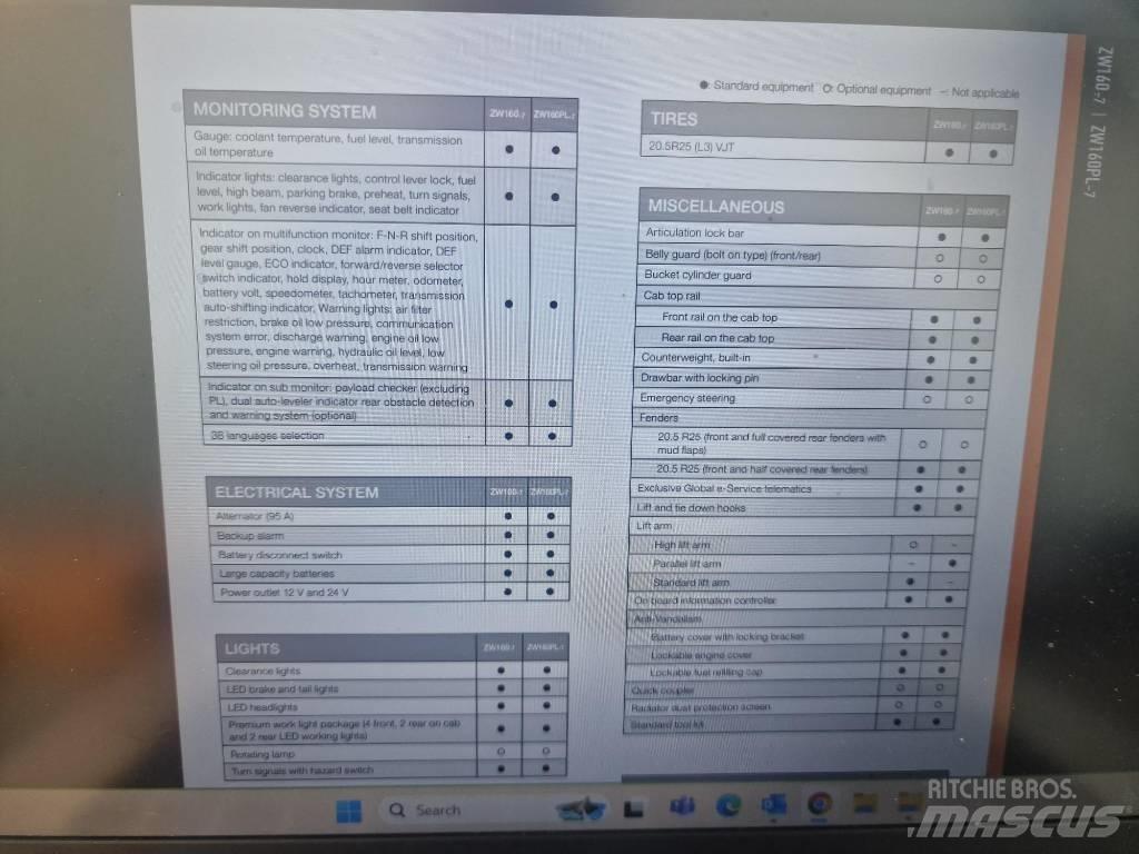 Hitachi ZW160-7 Kolesové nakladače