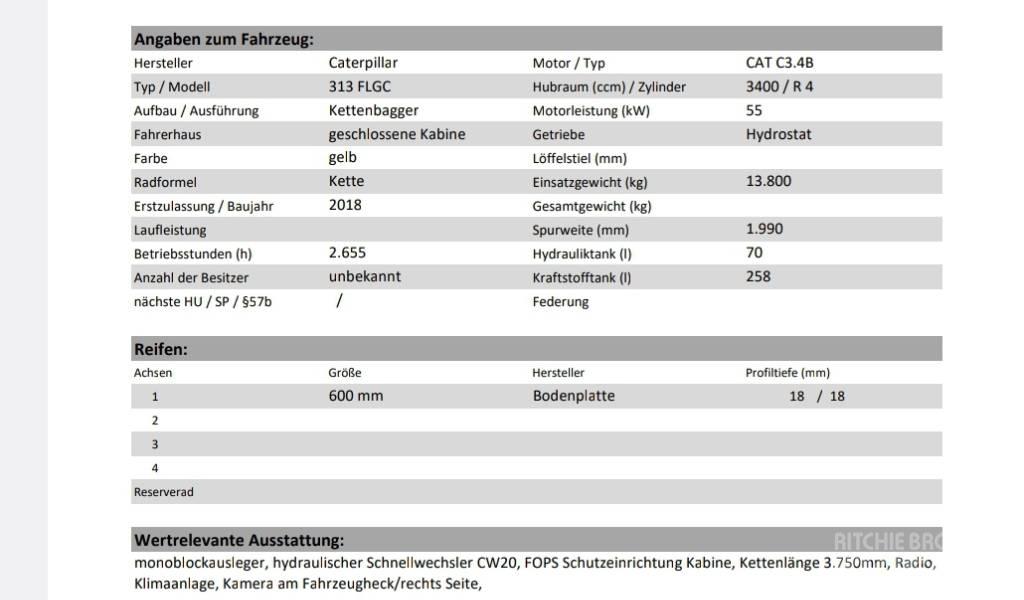 CAT 313 F LGC Pásové rýpadlá