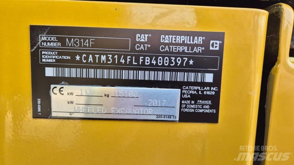 CAT M 314 F Kolesové rýpadlá