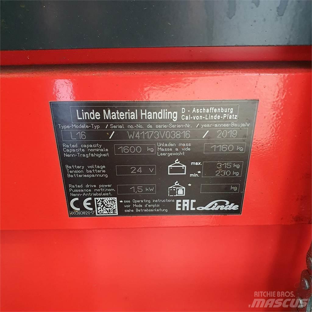 Linde L16i Ručne vedené vysokozdvižné vozíky
