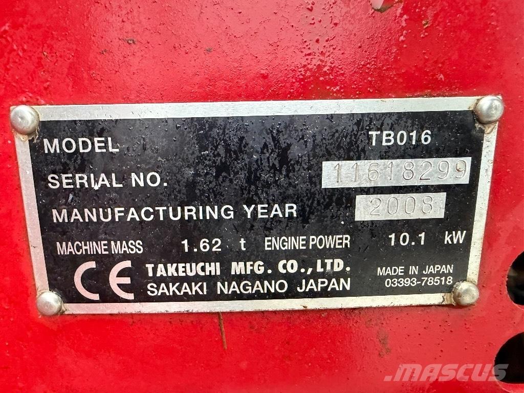 Takeuchi TB 016 Mini rýpadlá < 7t