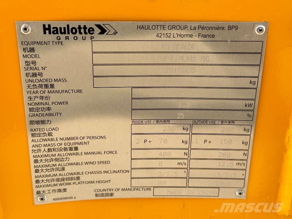 Haulotte OPTIMUM 8 Nožnicové zdvíhacie plošiny