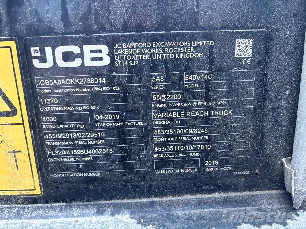 JCB 540V140 Teleskopické manipulátory