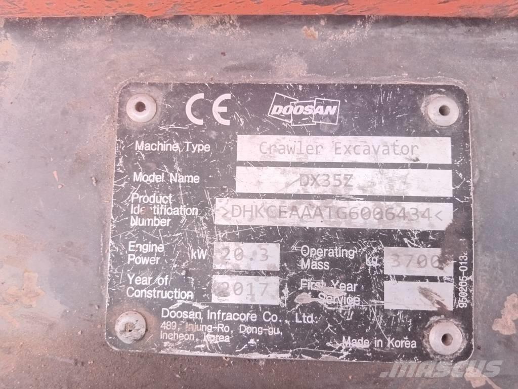 Doosan DX 35 Z Mini rýpadlá < 7t