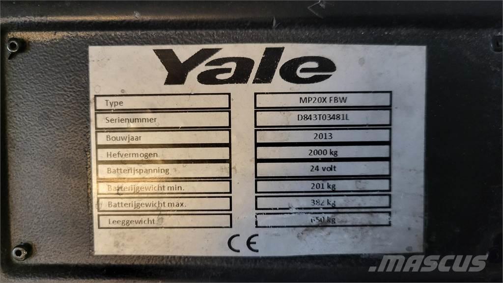 Yale MP20X 2013 Ručne vedené vysokozdvižné vozíky