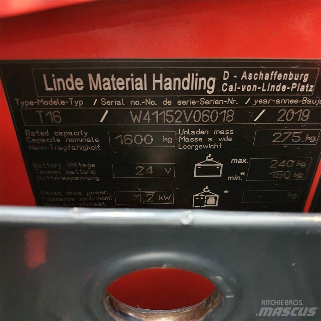 Linde T16 Li-Ion Nízkozdvižný vozík