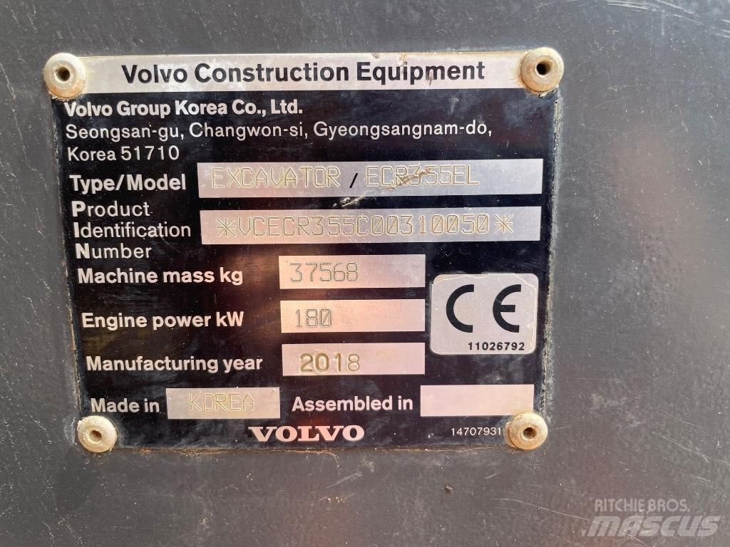Volvo ECR 355 EL Pásové rýpadlá