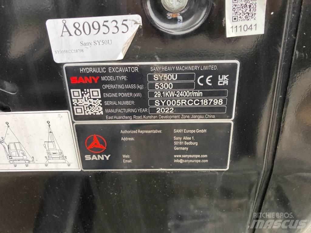 Sany SY 50 U Mini rýpadlá < 7t