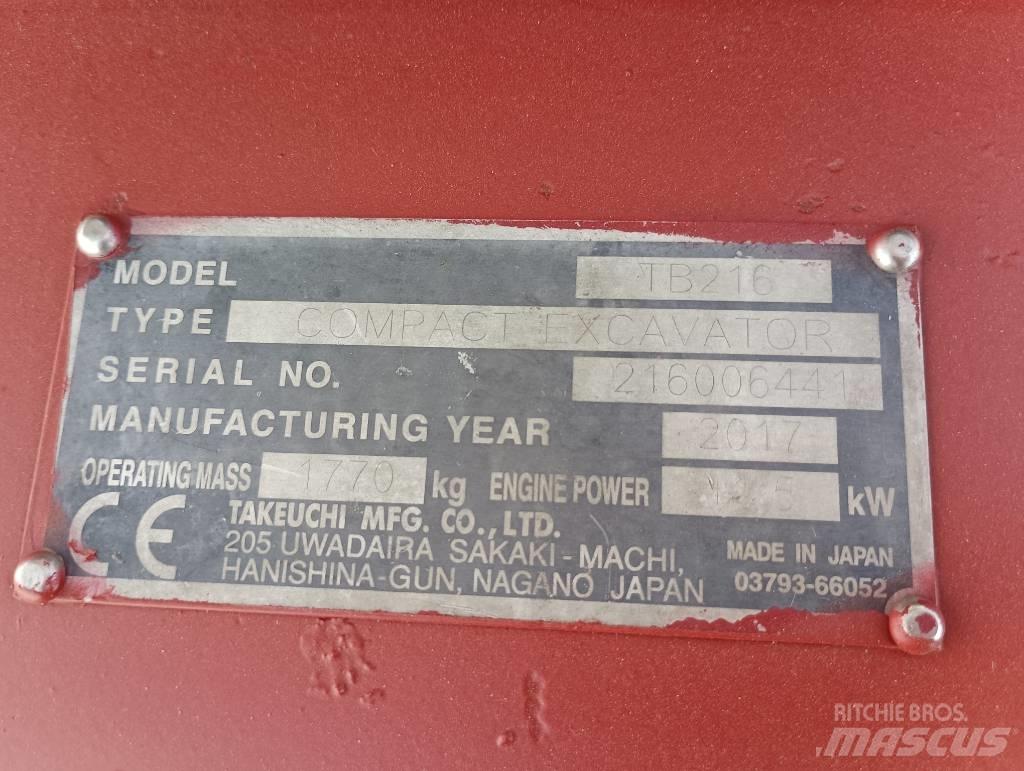 Takeuchi TB 216 Mini rýpadlá < 7t