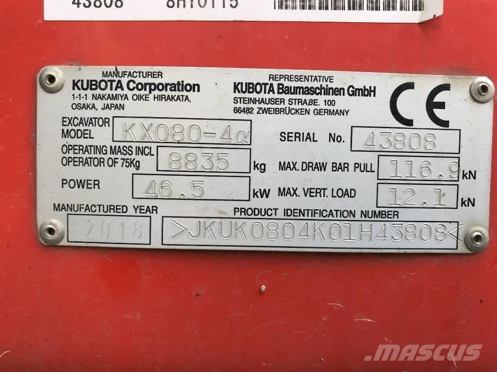Kubota KX 080-4 Midi rýpadlá 7 t - 12 t