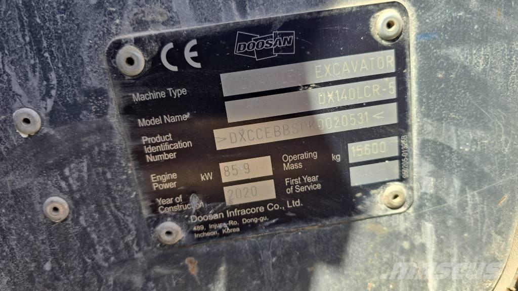 Doosan DX140LCR-5 Pásové rýpadlá