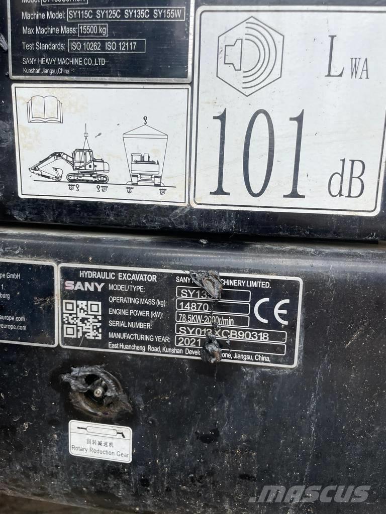 Sany SY 135 C Pásové rýpadlá
