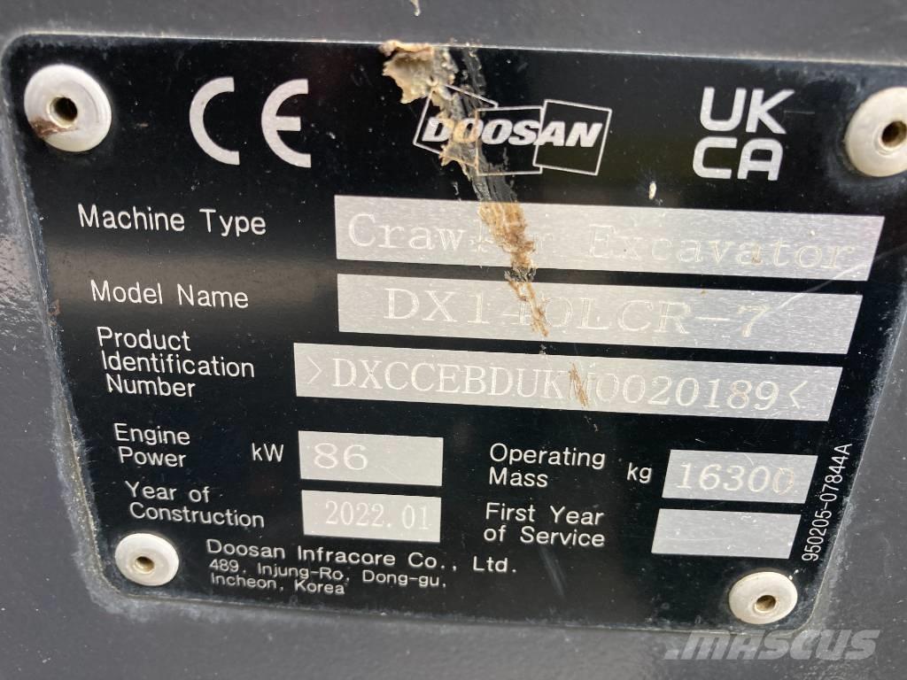 Doosan DX 140 LCR-7 Pásové rýpadlá