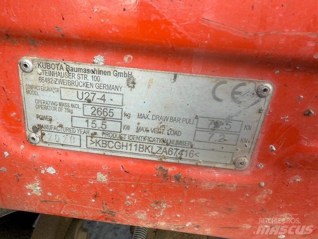 Kubota U 27-4 Mini rýpadlá < 7t