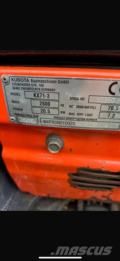 Kubota KX 71-3 Mini rýpadlá < 7t