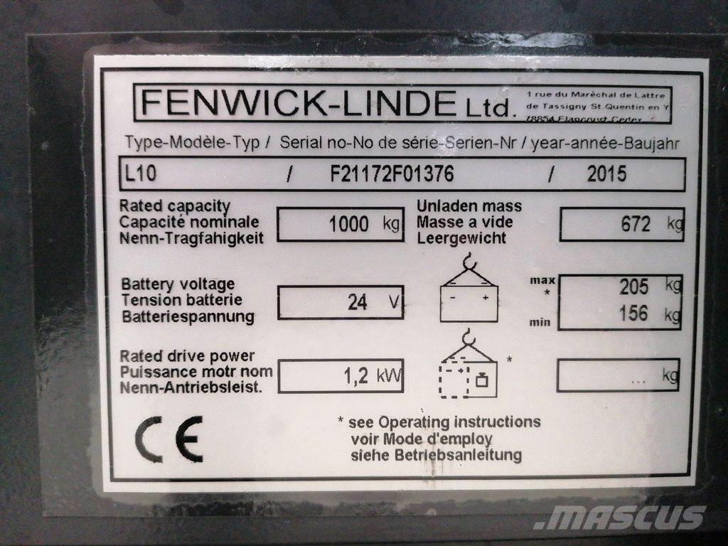 Linde L10 Ručne vedené vysokozdvižné vozíky